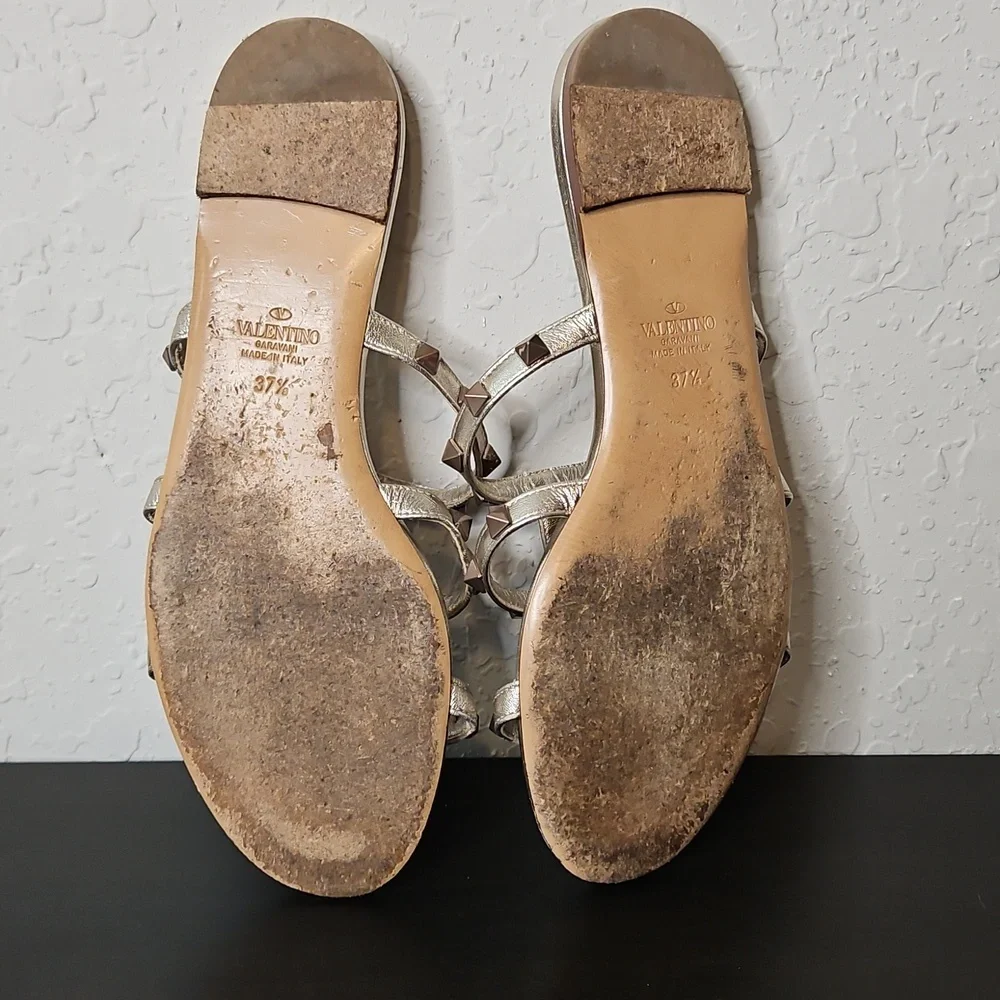 Valentino Garavani Rockstud Slide Sandals, Size 37 1/2 (7.5)